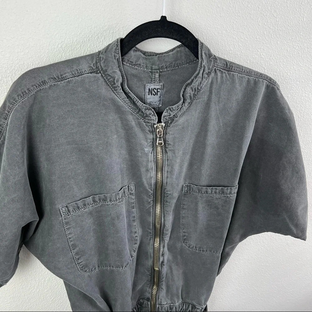 NSF Polly Zip Dress Cotton Pigment Black Denim Casual Women’s Streetwear 0 - Picture 4 of 13